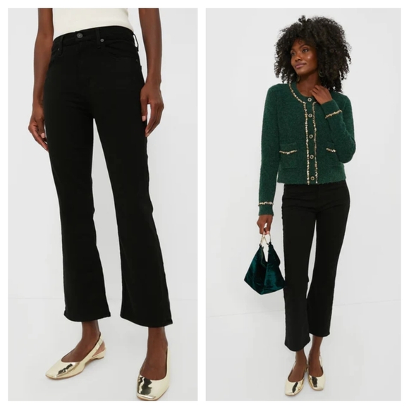 NWT Citizens Of Humanity Isola Cropped Boot Cut Denim Jeans In Plush Black - Picture 1 of 14